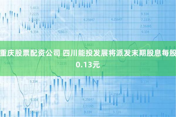 重庆股票配资公司 四川能投发展将派发末期股息每股0.13元